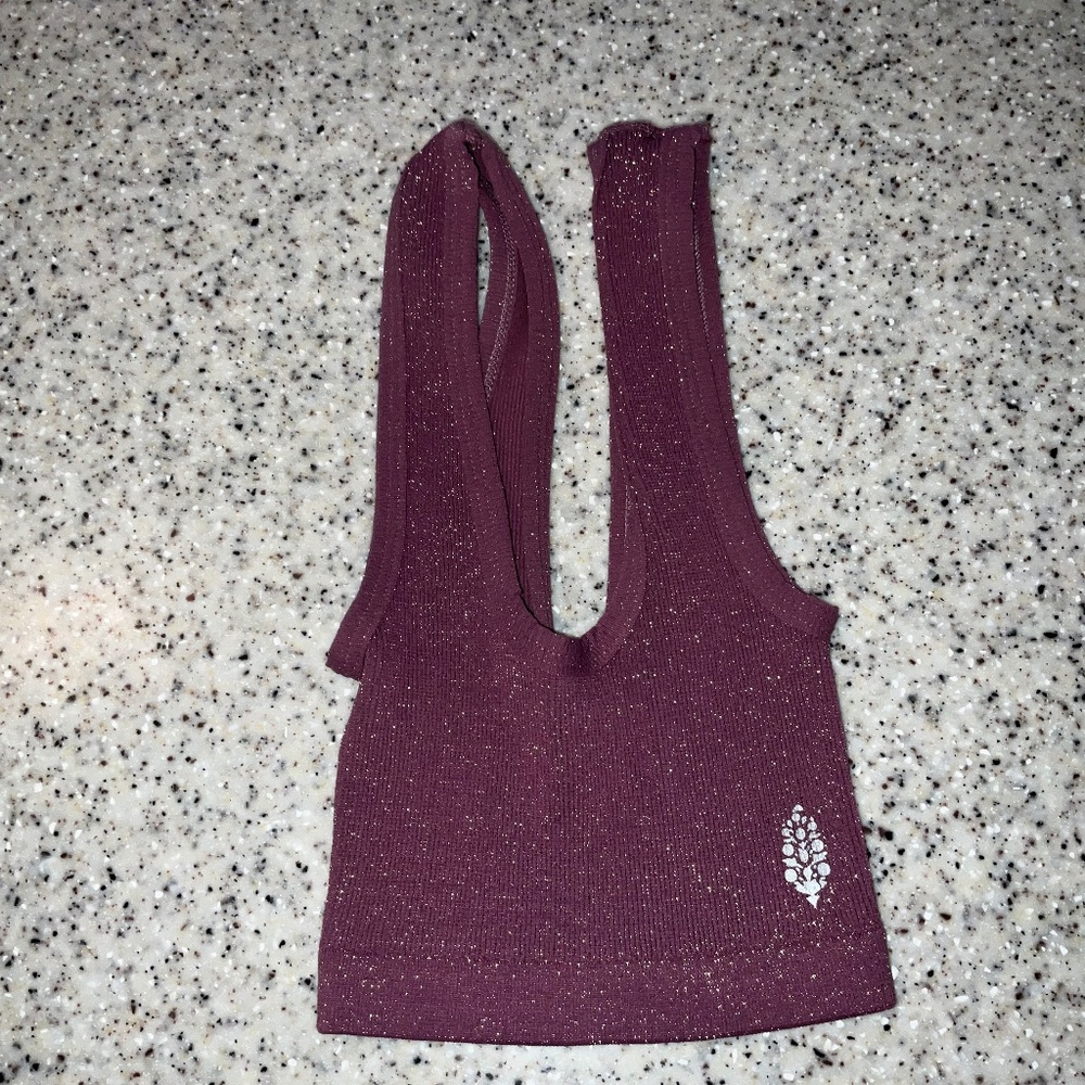 NWOT Free People New! Plum color Scoop Neck Lurex Bra, crop top made in USA